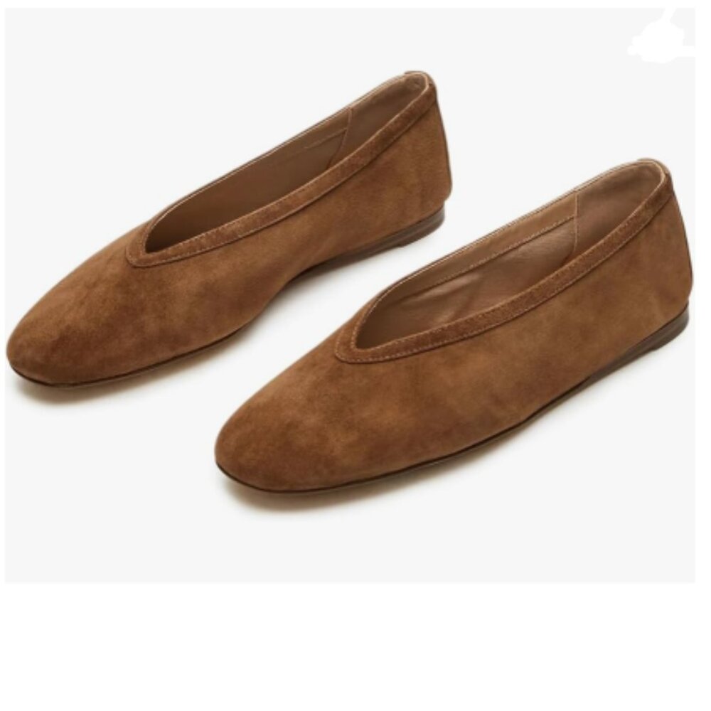 Tang'scuisins Brown Women Round Toe Flats Slip on Dressy Ballet Casual Shoe